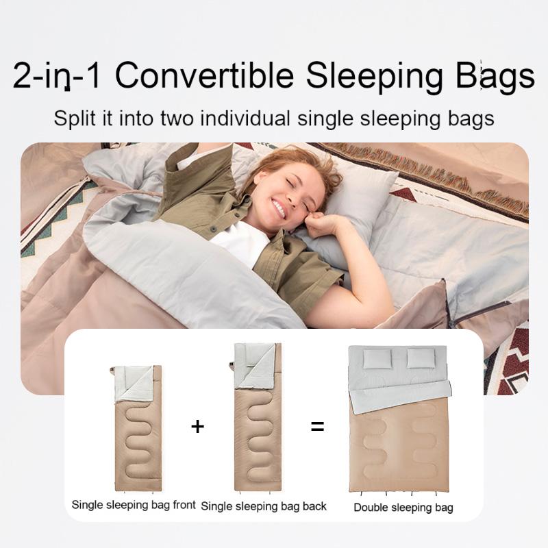 Load image into Gallery viewer, FUNDANGO Double Camping Sleeping Bags with Pillows