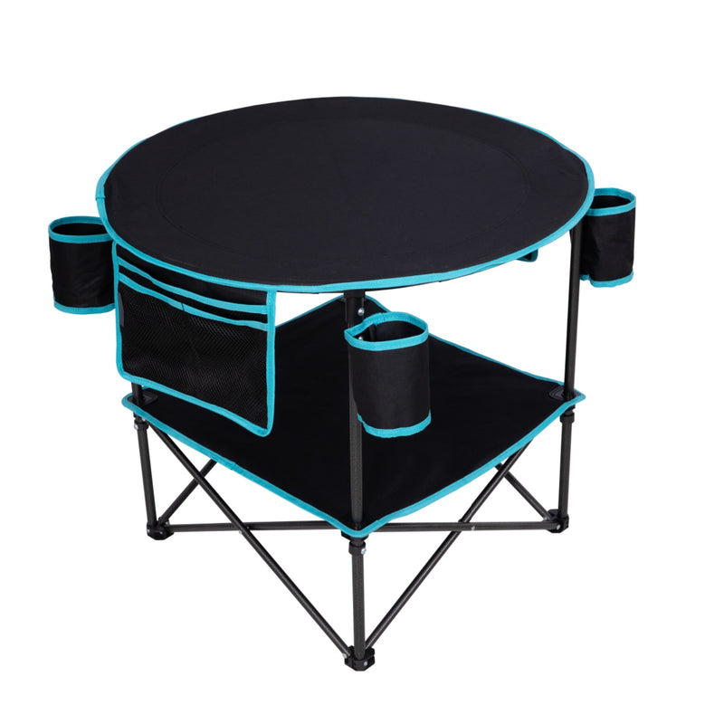 Load image into Gallery viewer, FUNDANGO EasyCamp D70 Double-Deck Tailgate Table | Portable Round Camping Table with Cup Holders & Side Pockets