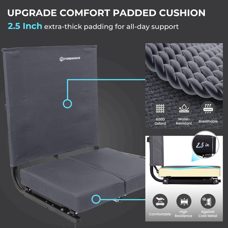 Load image into Gallery viewer, FUNDANGO Extra Wide Stadium Seat with Back Support and Upgrade Comfort Padded Cushion