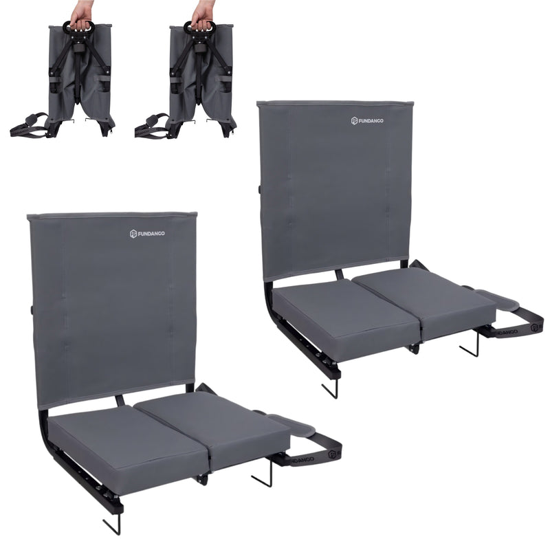 Load image into Gallery viewer, FUNDANGO Extra Wide Stadium Seat with Back Support - Portable Folding Bleacher Chair for Football, Baseball, Concerts & Outdoor Events