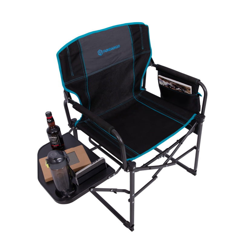 Load image into Gallery viewer, FUNDANGO FoldPro Refine L Director Chair with Side Table | Heavy Duty 440lb Capacity Camping Chair