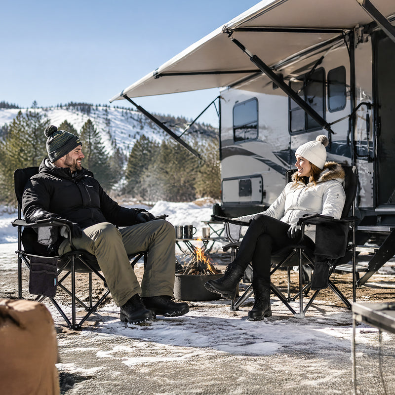 Load image into Gallery viewer, FUNDANGO Heated Camping Chair, Dual-Zone Heated Folding Armchair with 3 Heat Settings, Padded Seat & Back, 550 lbs Capacity