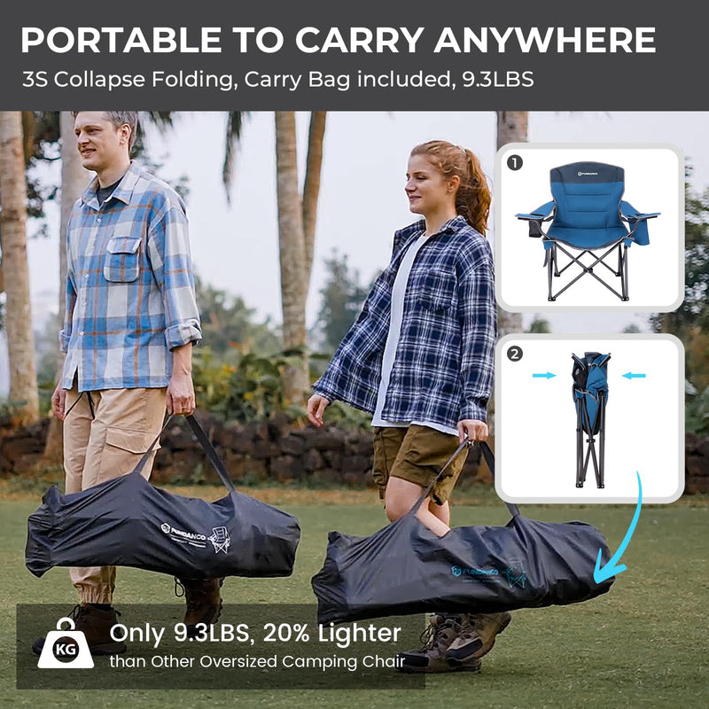 Load image into Gallery viewer, FUNDANGO Heavy Duty 550lb Capacity Oversized Outdoor Chair with Adjustable Lumbar Support 3S Collapse Folding