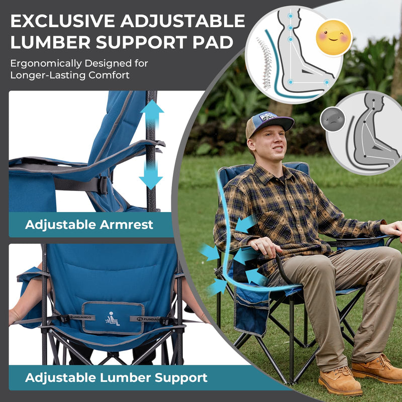 Load image into Gallery viewer, FUNDANGO Heavy Duty 550lb Capacity Oversized Outdoor Chair with Adjustable Armrest
