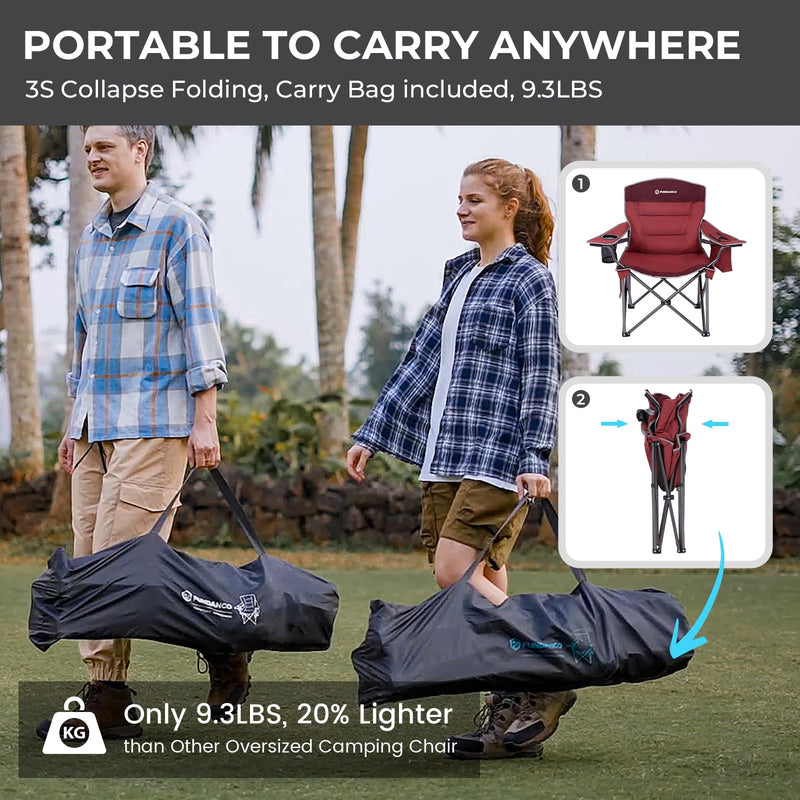 Load image into Gallery viewer, FUNDANGO Heavy Duty 550lb Capacity Oversized Outdoor Chair with Lumbar Support Portable to Carry