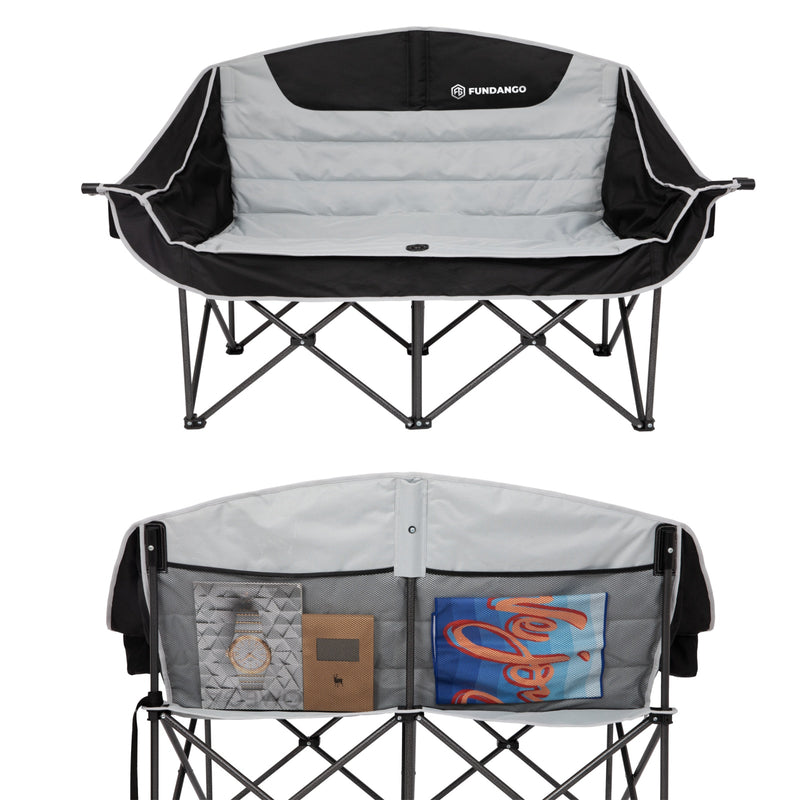 Load image into Gallery viewer, FUNDANGO Horizon Bliss P2 Double Folding Camping Loveseat | 2-Person Padded Outdoor Couch with Cup Holders, Heavy Duty 880lb Capacity Portable Bench for Beach, Picnic & Tailgating