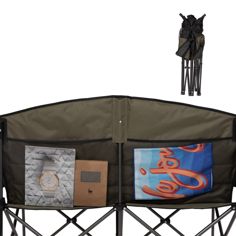 Load image into Gallery viewer, FUNDANGO Horizon Bliss P2 Double Folding Camping Loveseat | 2-Person Padded Outdoor Couch with Cup Holders, Heavy Duty 880lb Capacity Portable Bench for Beach, Picnic & Tailgating