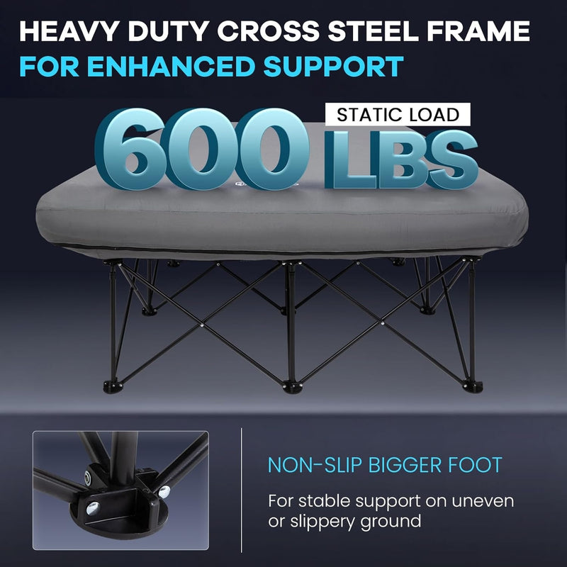 Load image into Gallery viewer, FUNDANGO Queen Camping Cot with Detachable Air Mattress With Non-slip Bigger Foot and Heavy Duty Cross Steel Frame for Enhanced Support