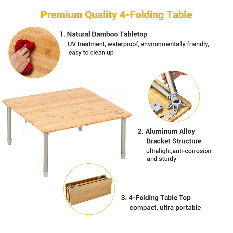 Load image into Gallery viewer, ATEPA 6060 Square Four-Fold Bamboo Table