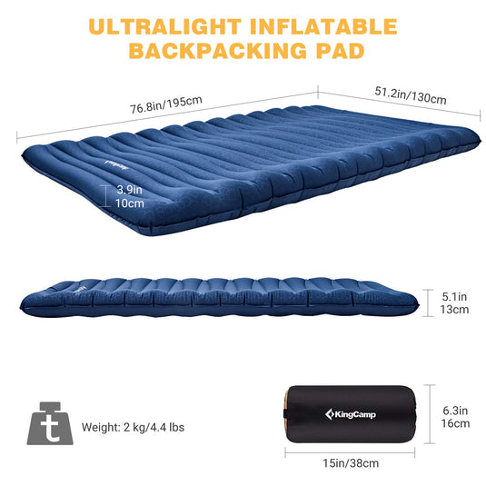 KingCamp Single/ Double Air Mattress for Camping, Lightweight Camping Sleeping Pad