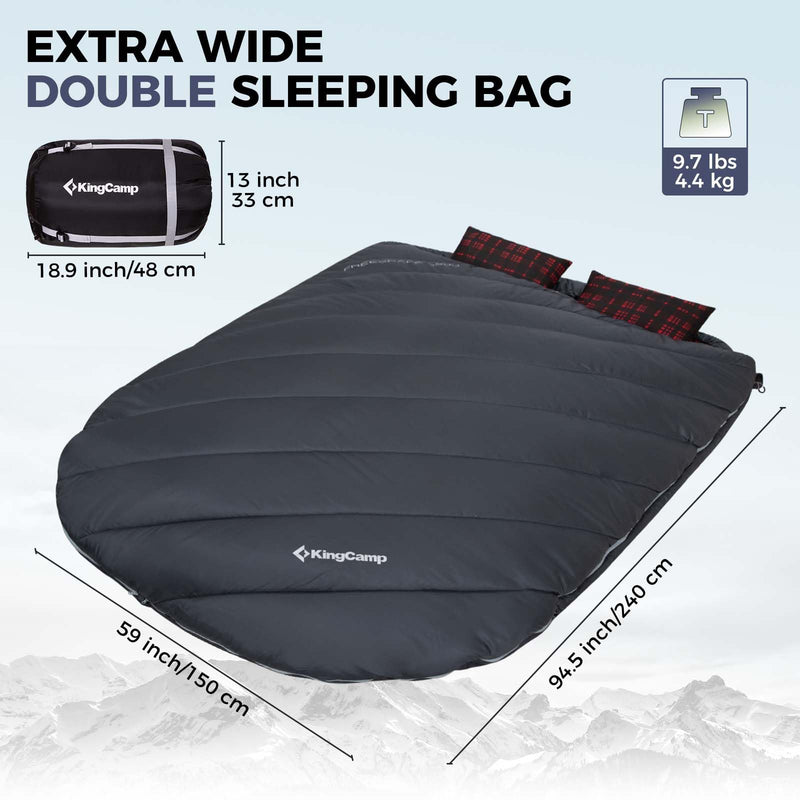 Load image into Gallery viewer, KingCamp FREESPACE 250D Double-Sized Sleeping Bag Grey