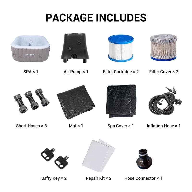 Load image into Gallery viewer, WEJOY Inflatable 2-4 Person Square Hot Tub Spa with 120 Bubble Jets