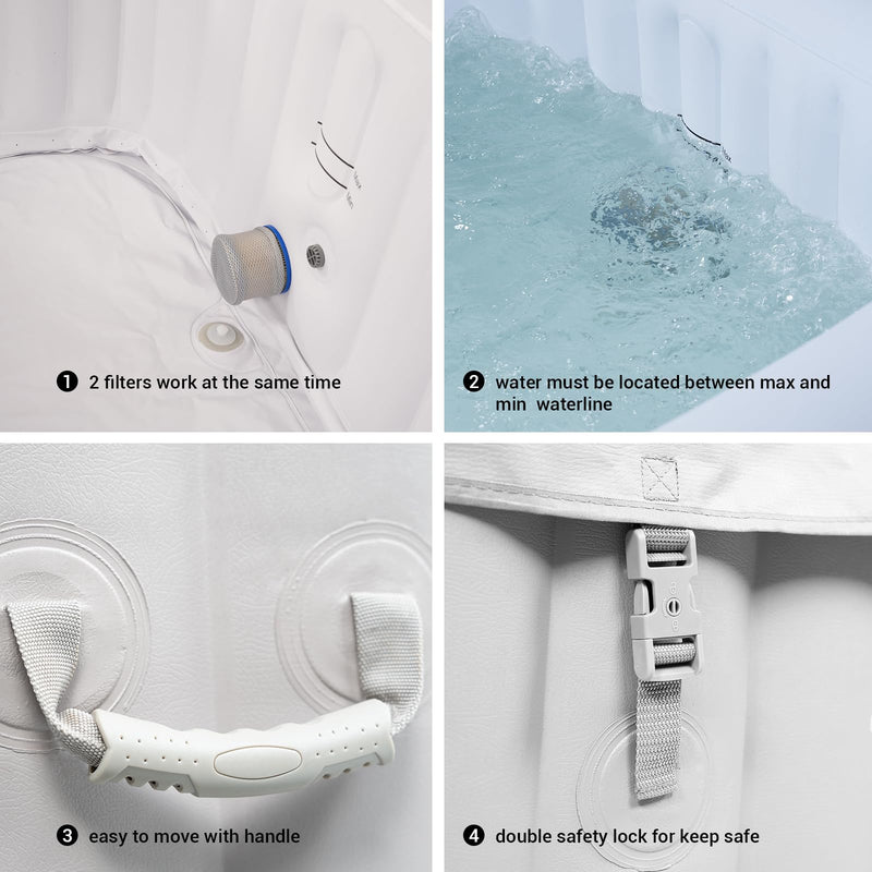 Load image into Gallery viewer, WEJOY Inflatable 4-6 Person Square Hot Tub Spa with 130 Bubble Jets