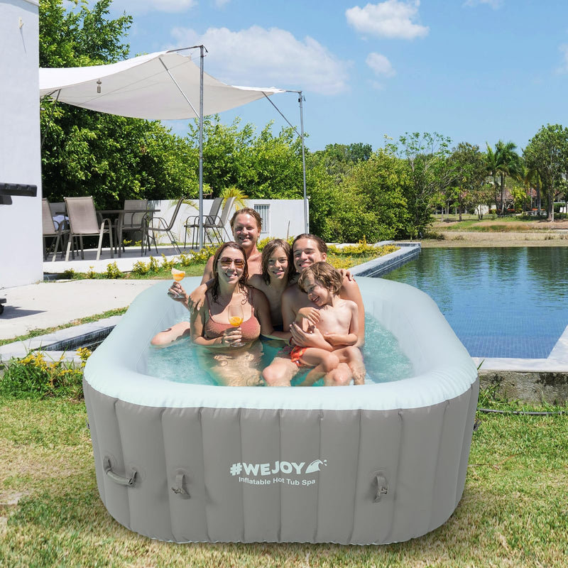 Load image into Gallery viewer, WEJOY Inflatable 4-6 Person Square Hot Tub Spa with 130 Bubble Jets