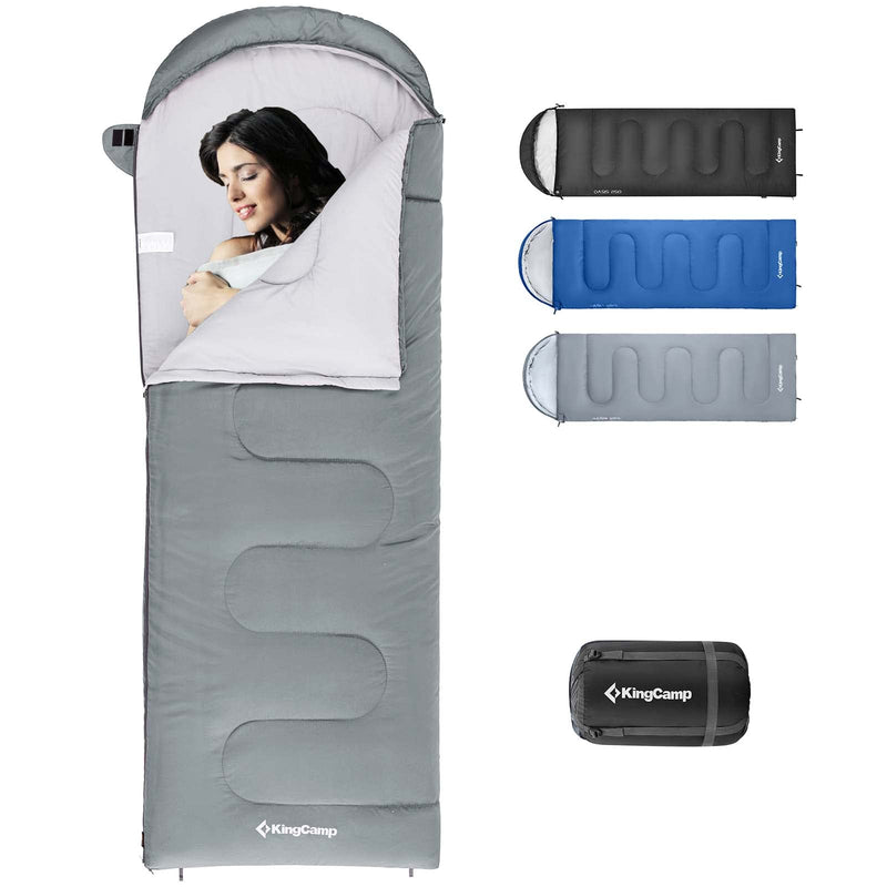 Load image into Gallery viewer, KingCamp Oasis 250 Sleeping Bag-Envelope With Hood 3 Season Camping Sleeping Bag Grey