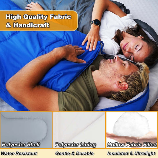 KingCamp Oasis 250 Sleeping Bag-Envelope With Hood 3 Season Camping Sleeping Bag