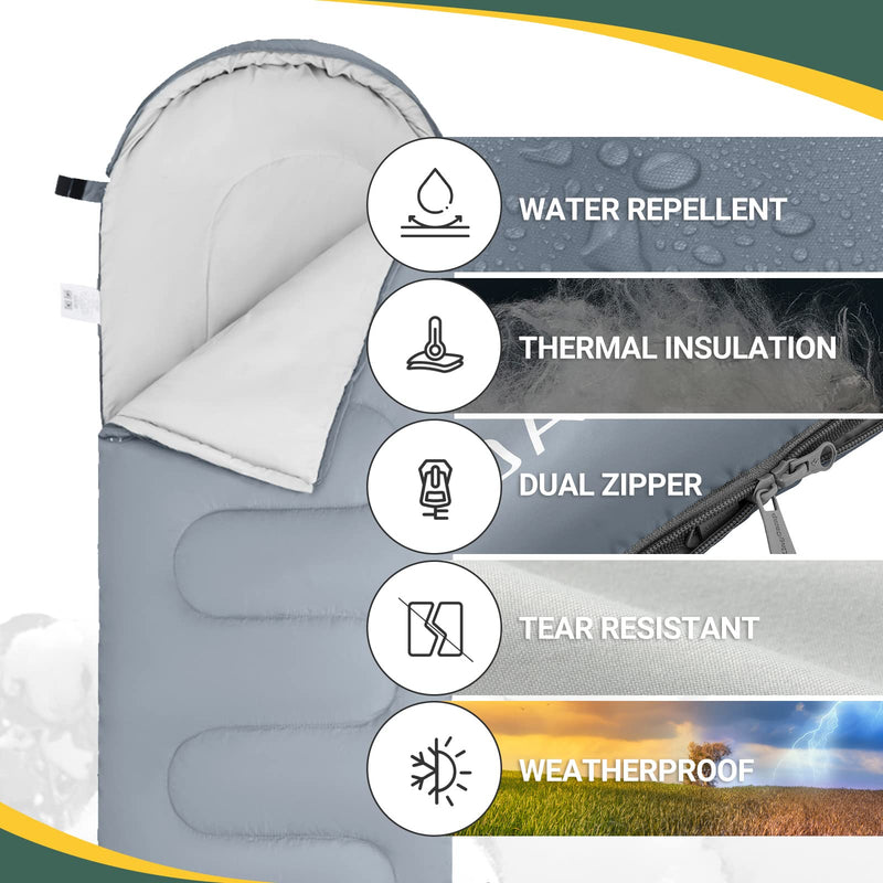 Load image into Gallery viewer, KingCamp Oasis 250 Sleeping Bag-Envelope With Hood 3 Season Camping Sleeping Bag