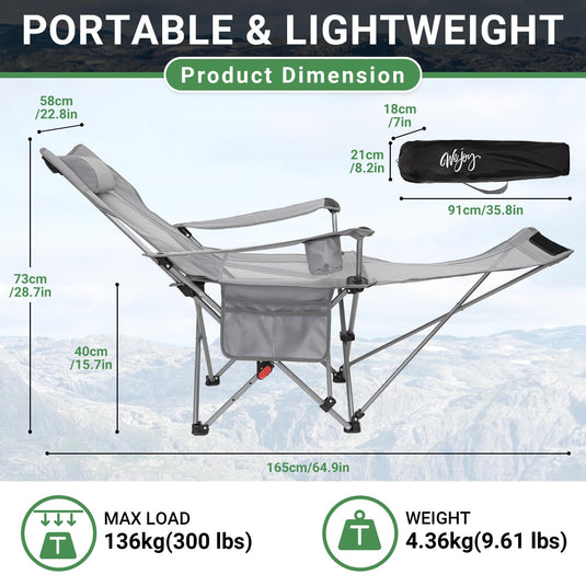 WEJOY FOLDING RECLINER CHA Folding Chair Grey