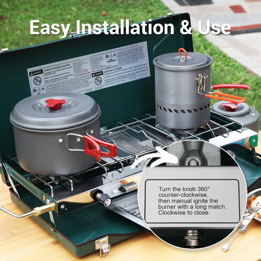 FINEFLAME Portable 3-Burner Camping Stove