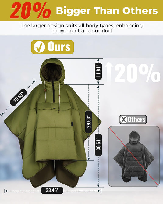 KingCamp Camping Wearable Blanket Poncho