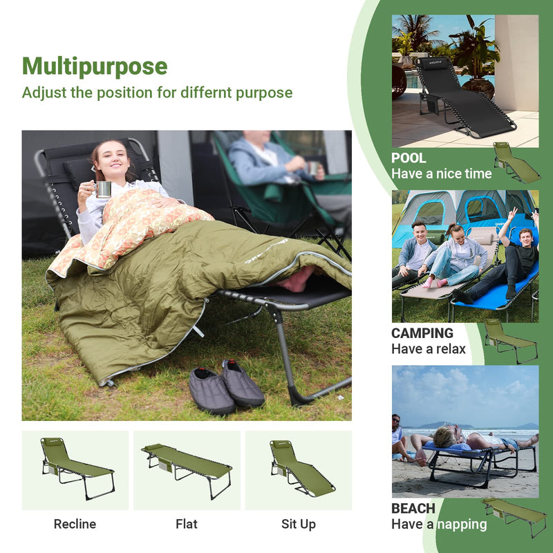 Load image into Gallery viewer, WEJOY 3-Folding Steel Cot Green