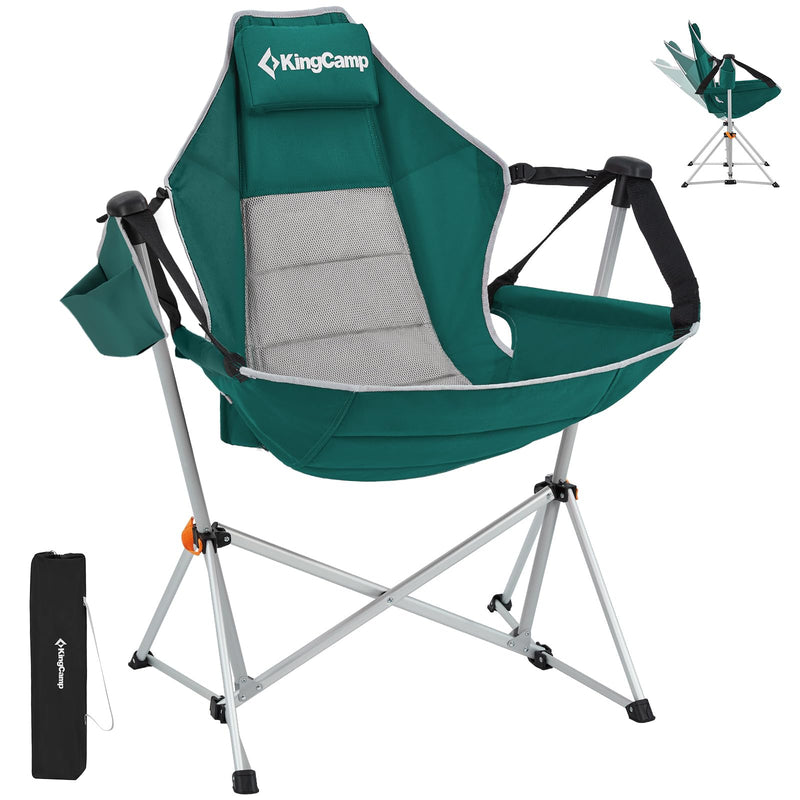 Load image into Gallery viewer, KingCamp Portable Swing Recliner Chair with Pillow Green