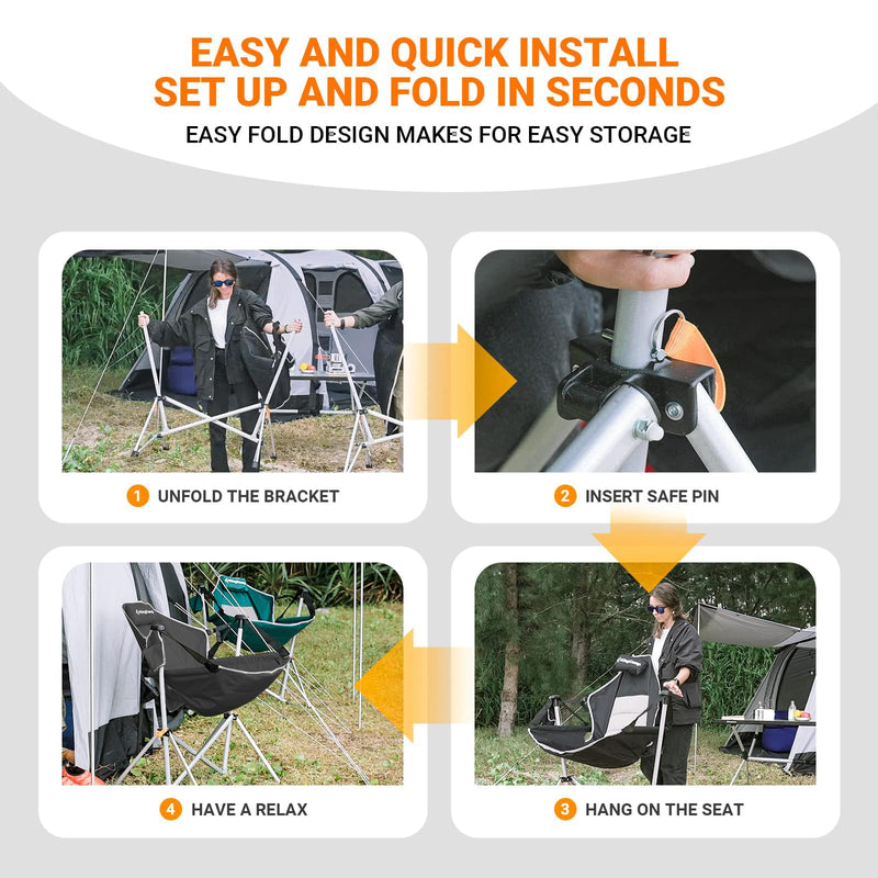 Load image into Gallery viewer, KingCamp Portable Swing Recliner Chair with Pillow Green