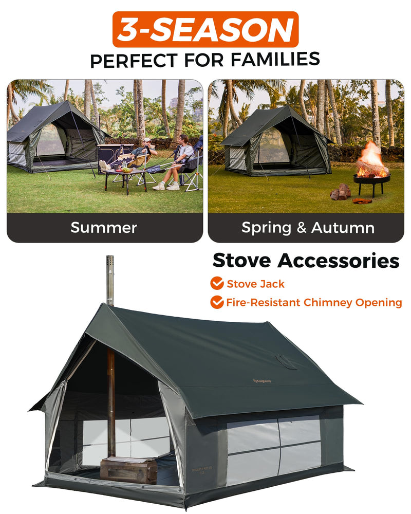 Load image into Gallery viewer, KingCamp MOUNTAIN IN C2 Canvas Cabin Tent 8' x 11' Green