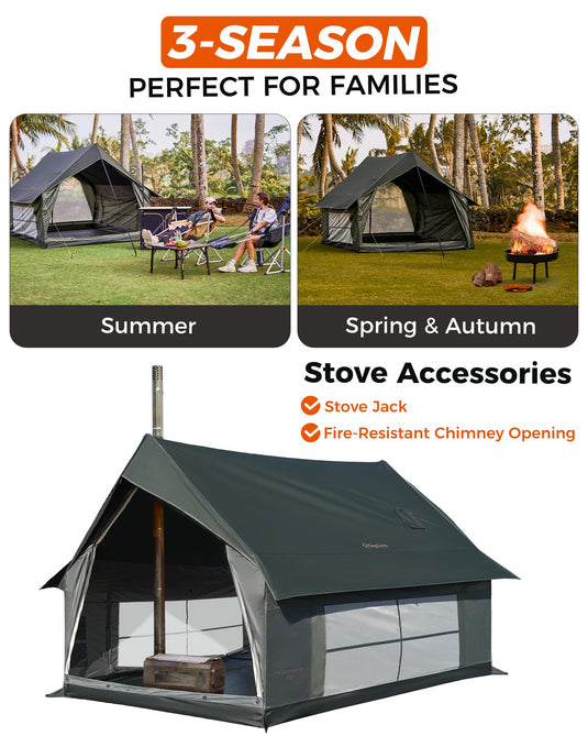 KingCamp MOUNTAIN IN C2 Canvas Cabin Tent 8' x 11' Green