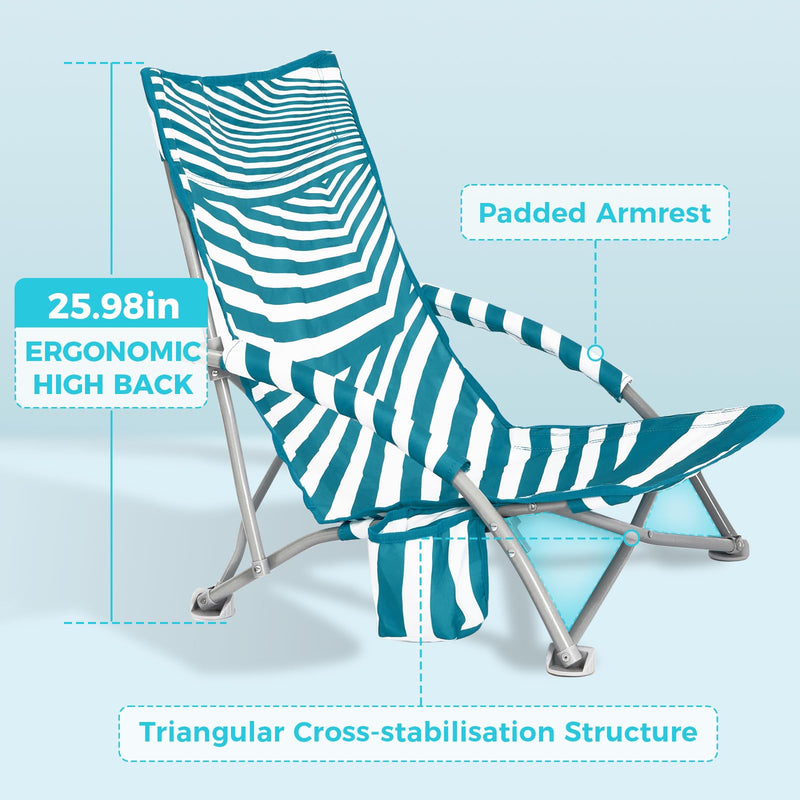 Load image into Gallery viewer, WEJOY Quick-up Beach Chair Striped with Ergonomic High Back