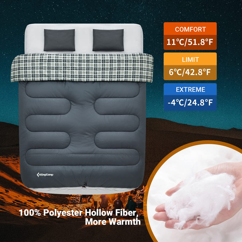 Load image into Gallery viewer, KingCamp AIRBED 3-in-1 Double Sleeping Bag with Pillows