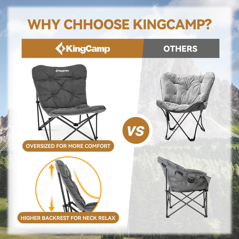 Load image into Gallery viewer, KingCamp LEMON C10 Oversized Butterfly Camping Chair | High-Back Padded Folding Chair for Adults, 300lb Capacity Heavy Duty Portable Seat with Removable Washable Cover for Outdoor Beach Tailgating