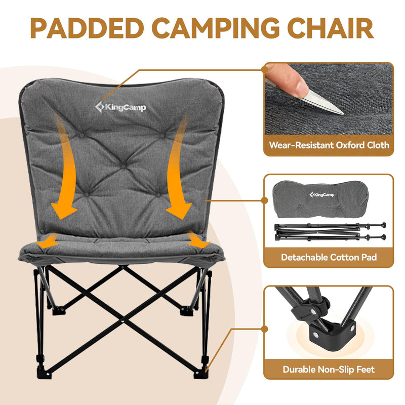 Load image into Gallery viewer, KingCamp Padded Folding Chair for Adults, 300lb Capacity Heavy Duty Portable Seat with Removable Washable Cover for Outdoor Beach Tailgating