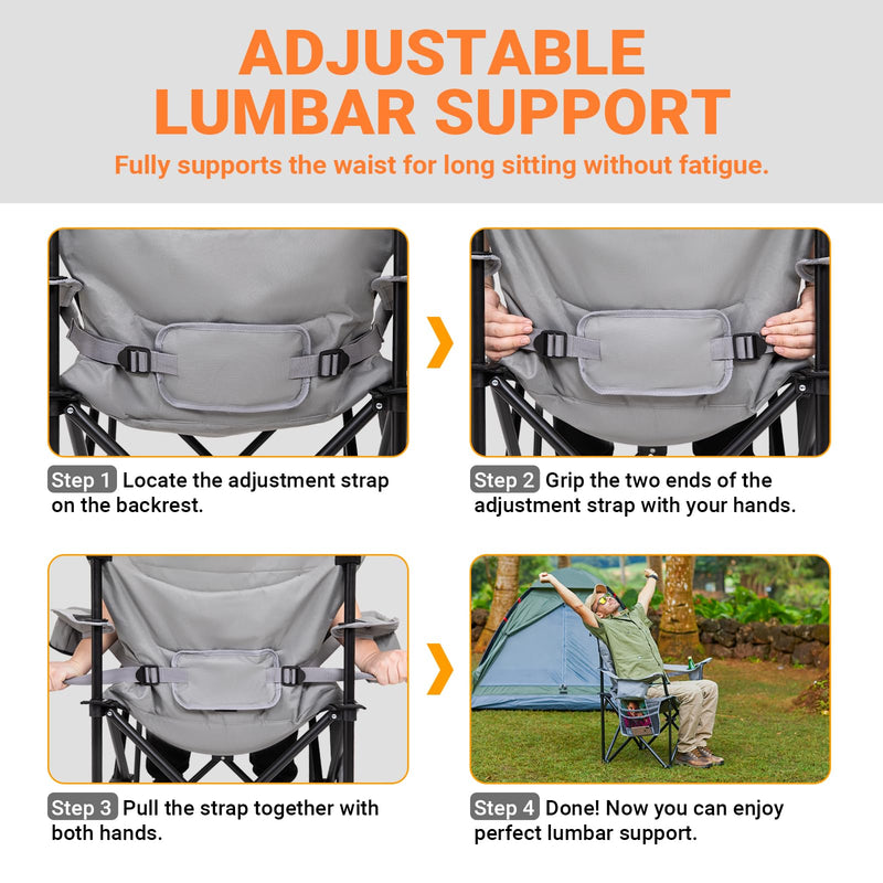 Load image into Gallery viewer, KingCamp JUNIPER C10 PLUS Heavy Duty Folding Camping Chair | 550lb Capacity Oversized Camp Chair with Lumbar Support