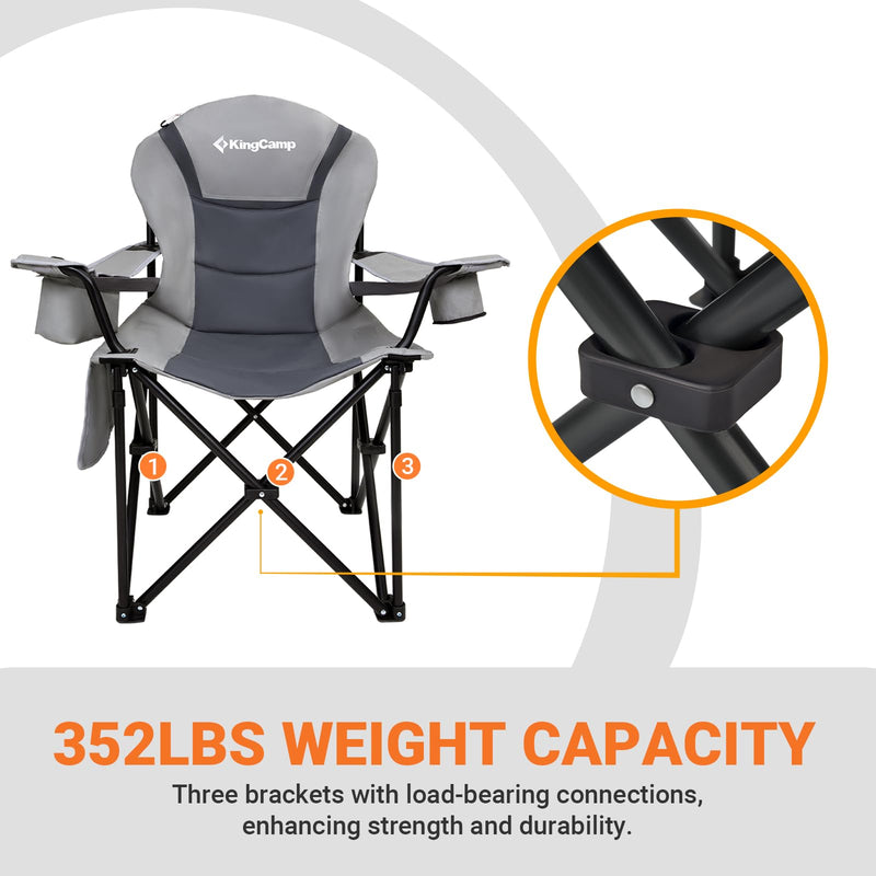 Load image into Gallery viewer, KingCamp JUNIPER C10 PLUS Heavy Duty Folding Camping Chair | 550lb Capacity Oversized Camp Chair with Lumbar Support