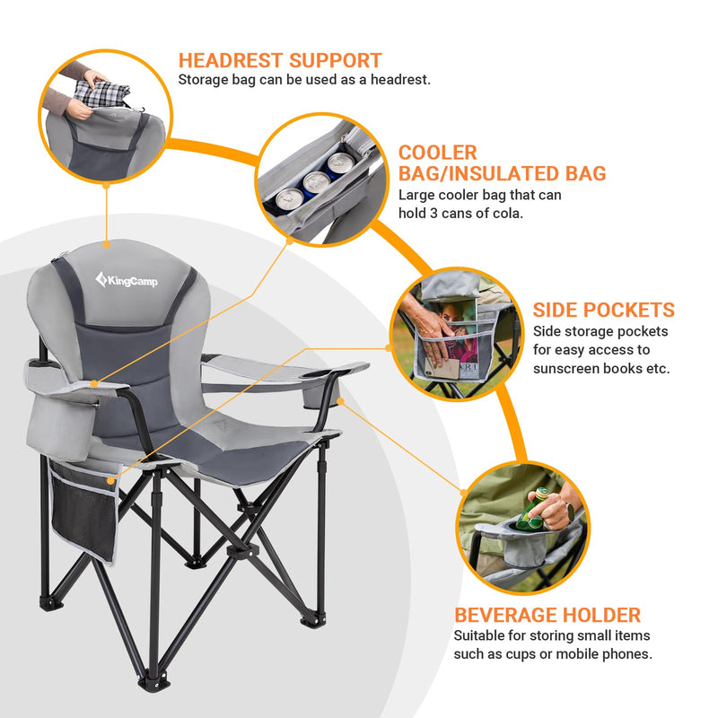 Load image into Gallery viewer, KingCamp Camping Armchair Heavy Duty Ergonomic Padded Arm Chair