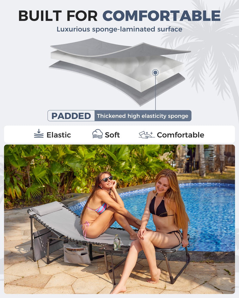 Load image into Gallery viewer, KingCamp Padded Folding Lounge Chair for Beach, Camping & Backyard