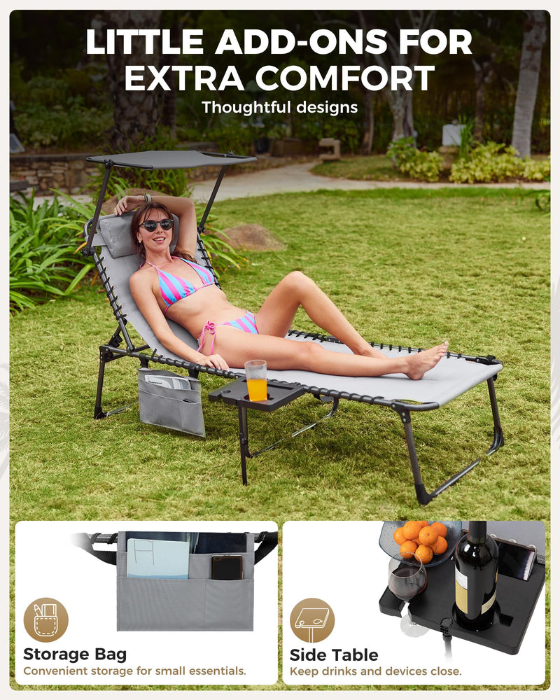 Load image into Gallery viewer, KingCamp MAGNOLIA B20 PLUS Folding Lounge Chair with Storage Bag and Side Table