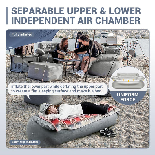 KingCamp Double Inflatable Sofa/ Grey With Foot Pump