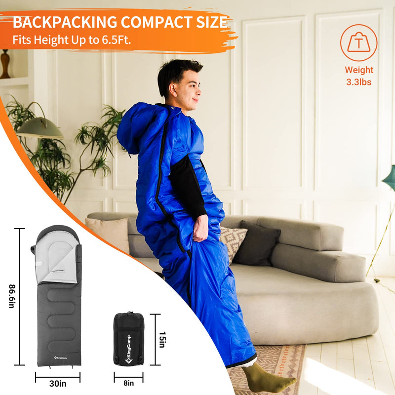 Load image into Gallery viewer, KingCamp LONA 250 Wearable Sleeping Bags Grey