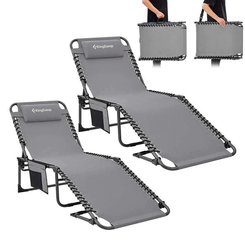 Load image into Gallery viewer, KingCamp 3-Folding Lounge Chair Set of 2