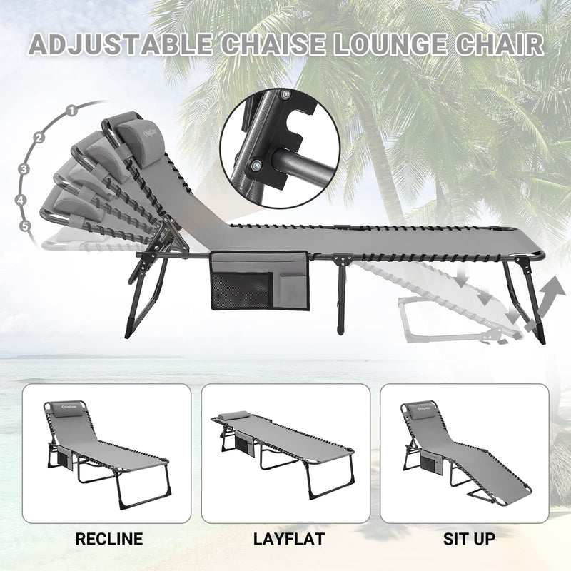 Load image into Gallery viewer, KingCamp 3-Folding Lounge Chair Set of 2