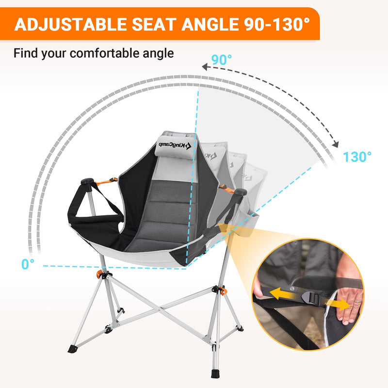 Load image into Gallery viewer, KingCamp Portable Swing Recliner Chair with Pillow Grey