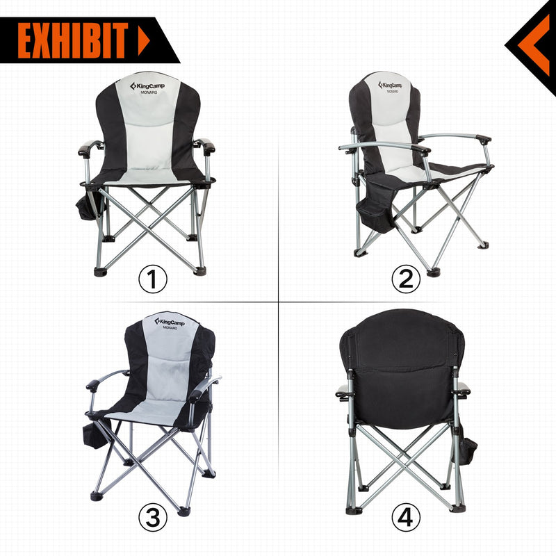 Cargue la imagen en el visor de la galería, KingCamp Heavy Duty Steel Camping Chair with Zippered Backrest Pocket and Cooler Bag