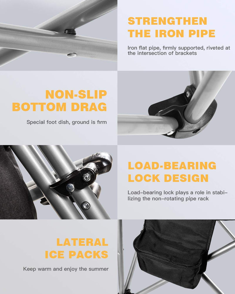 Cargue la imagen en el visor de la galería, KingCamp Heavy Duty Steel Camping Chair with Zippered Backrest Pocket and Cooler Bag