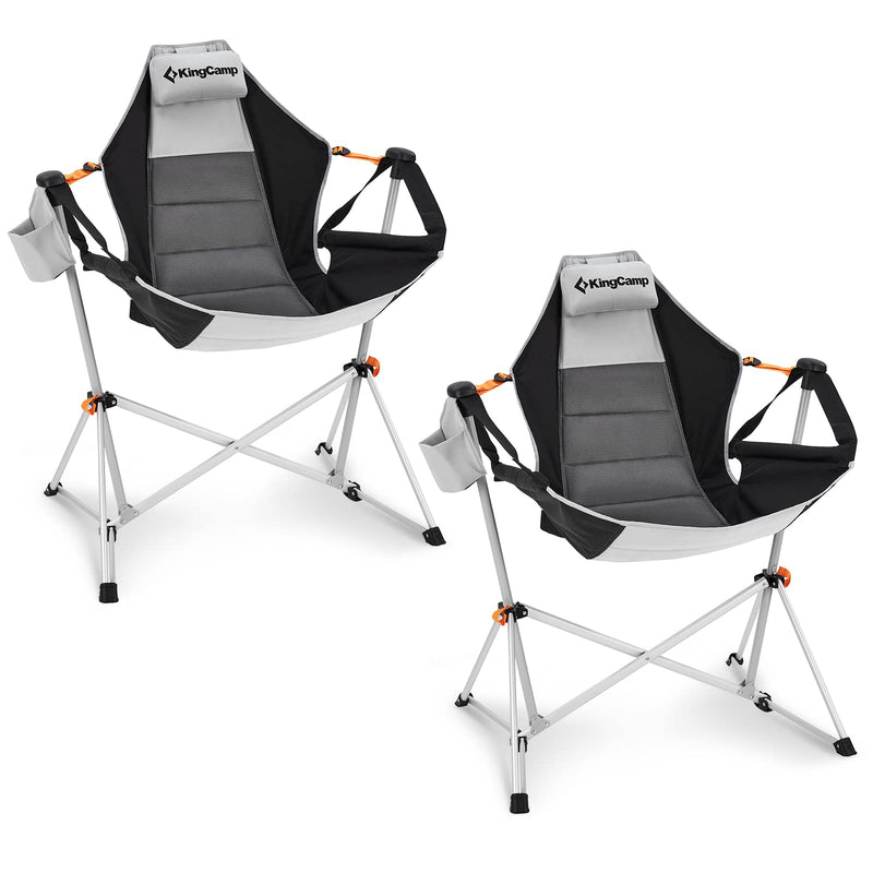 Load image into Gallery viewer, KingCamp Portable Swing Recliner Chair with Pillow Grey