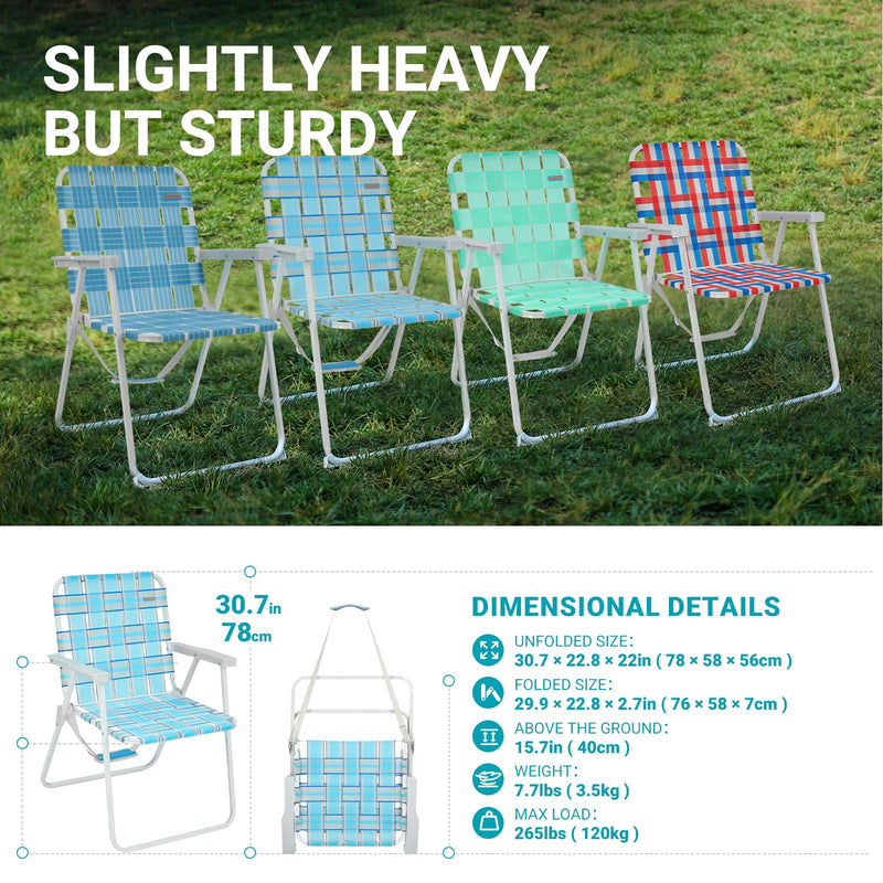 Cargue la imagen en el visor de la galería, WEJOY Lightweight Lawn Chair with Hard Armrest Waterproof