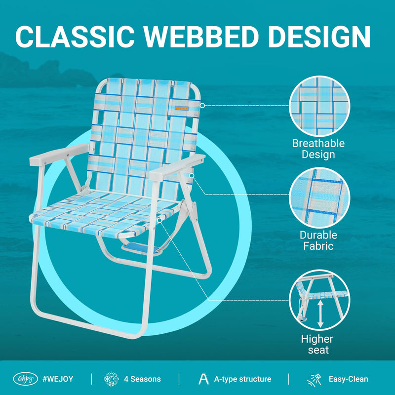 Cargue la imagen en el visor de la galería, WEJOY Lightweight Lawn Chair with Hard Armrest Waterproof