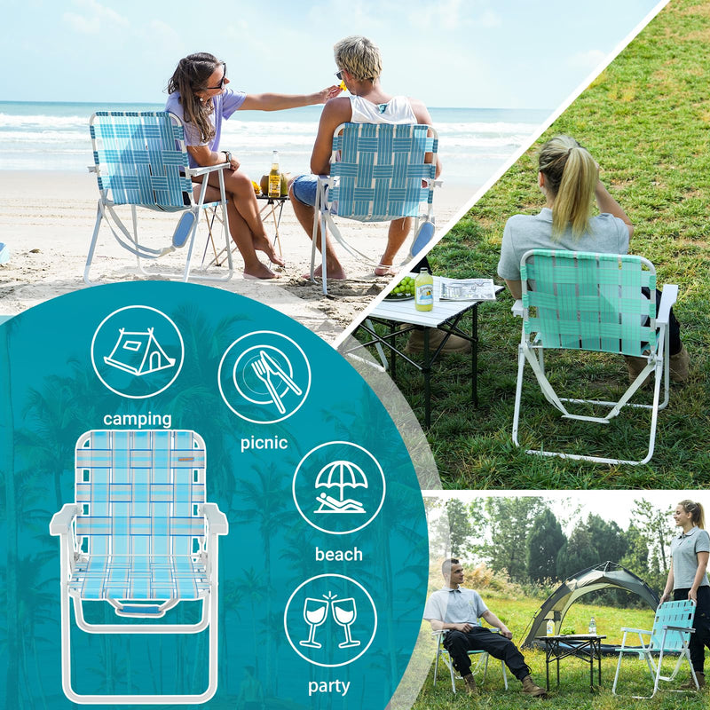 Cargue la imagen en el visor de la galería, WEJOY Lightweight Lawn Chair with Hard Armrest Waterproof
