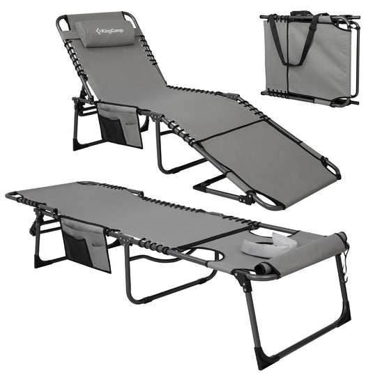 KingCamp MAGNOLIA B10 Backpack Chaise Lounge - 5-Position Adjustable Recliner with Pillow & Side Pocket